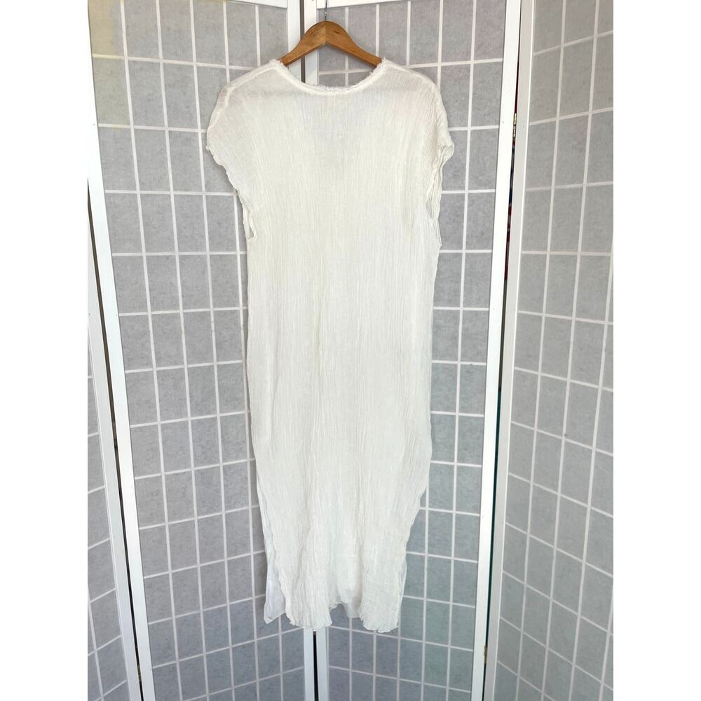 Zara 100% Linen White Midi Dress Open Back Tie Boho Cottagecore Lined Size M